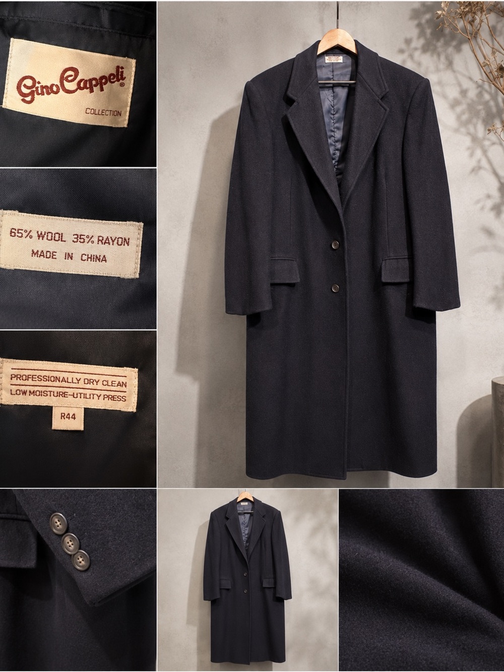 Vintage Capelli of New York Men’s Navy Wool-Blend Pea Coat